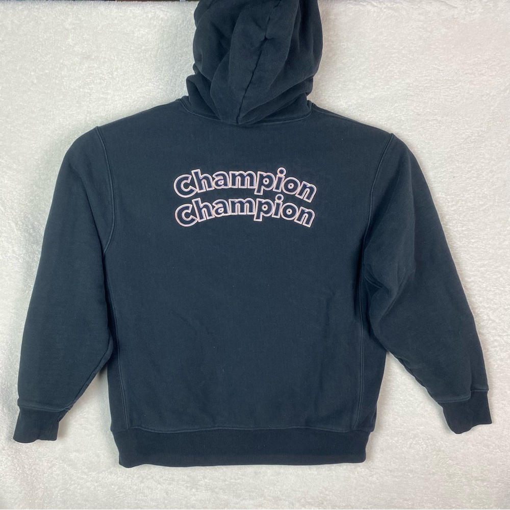 Vintage Champion Reverse Weave Sweatshirt Hoodie Size 1X Black Double‎ Spell out